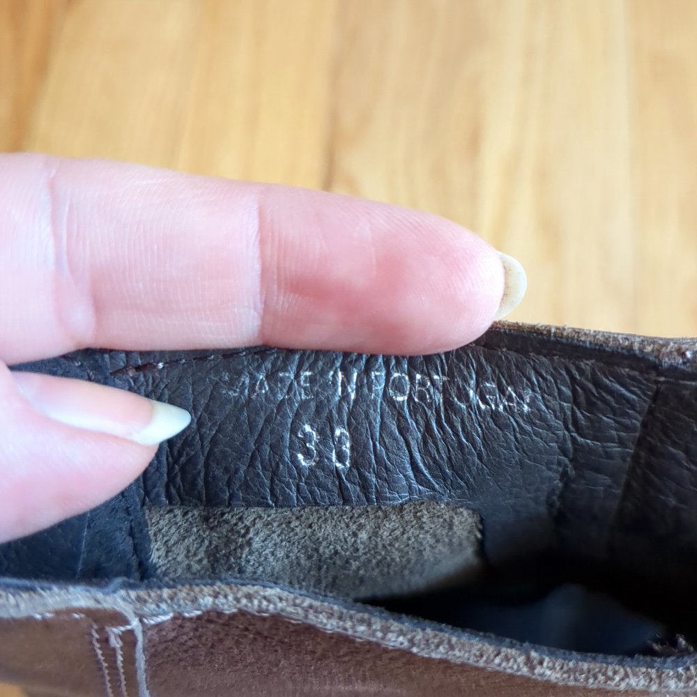 [SOLD] Felmini Soft Pebbled Leather Lace Up Peep Toe Portugal Block Heel Bootie - Picture 7 of 16